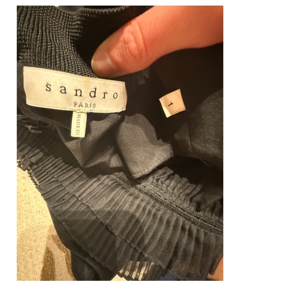 Sandro Paris Mini Dress w/Belt Black Ruffle  (Size 1 / US 0-2) - Picture 4 of 11